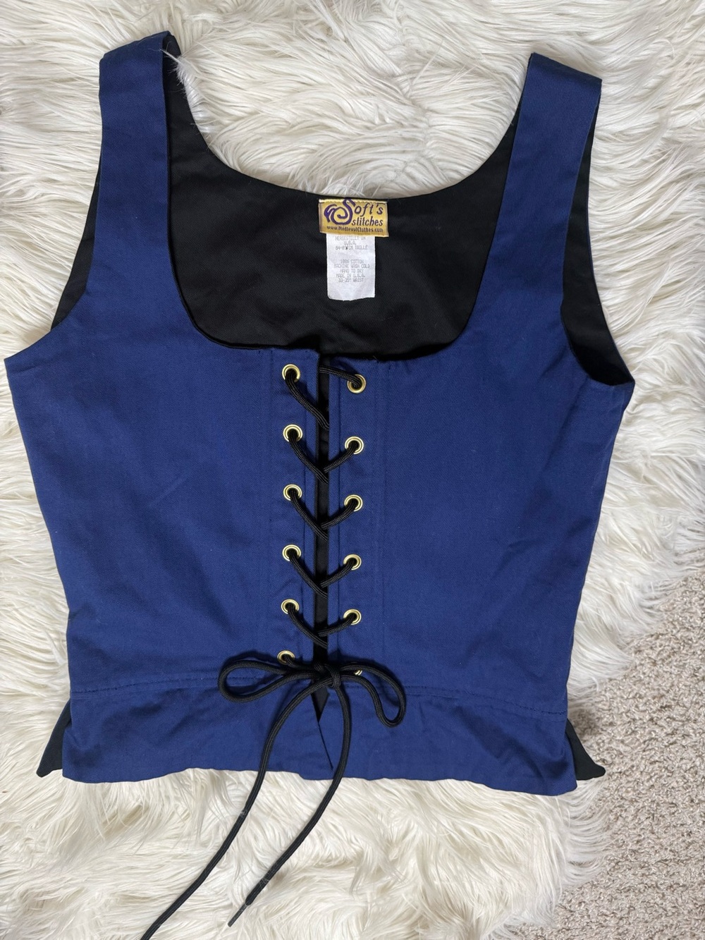 Medieval Clothes Royal Blue Lace-Up Corset Vest M